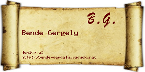 Bende Gergely névjegykártya